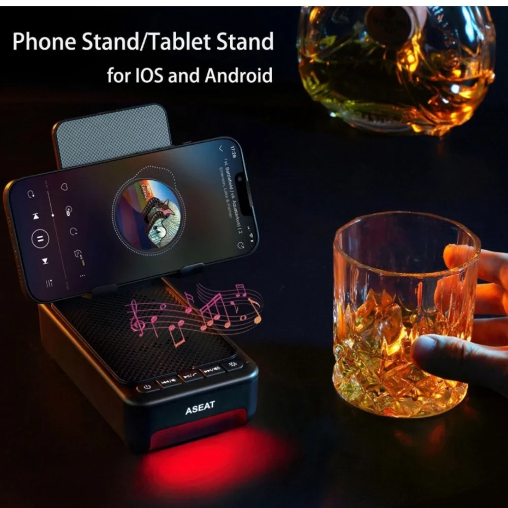 Cell Phone Stand with Bluetooth Speaker&LED Color Changing Light